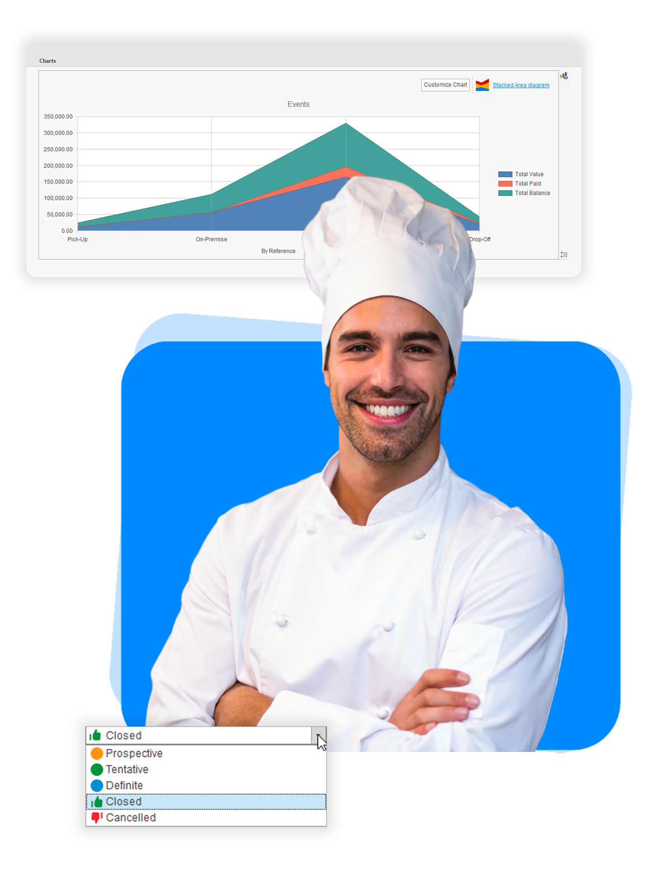 Caterease | Advanced Catering & Event Management Software Homepage Chef Graphic
